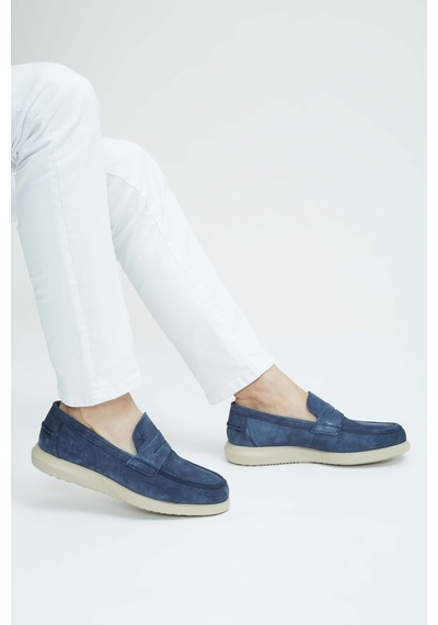 Tamer Tanca Erkek Hakiki Deri Lacivert Süet Loafer Ayakkabı 183 27801 Erk Ayk Sk23/24 Lacı Suet Lacivert