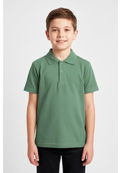 Modanino Erkek Çocuk %100 Pamuk Ve Okul Tarz T-shirt 4-16 Yaş 12790mrt Yeşil
