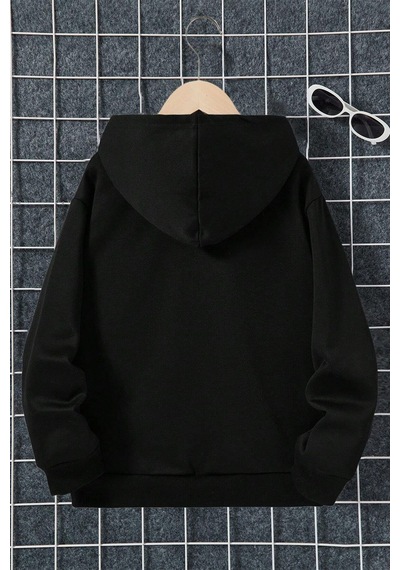 Uyguntarz Mooooody Baskılı Erkek - Kız Çocuk Rahat Kalıp Sweatshirt Siyah
