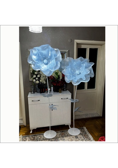 Organze Dev Çiçek Bebek Mavisi 55cm Çap 160cm Boy