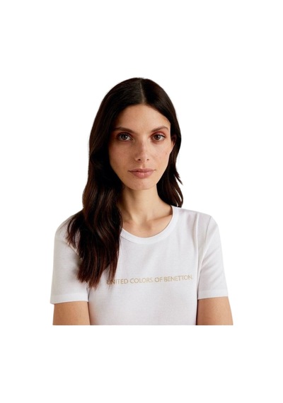 United Colors Of Benetton Kadın Benetton Yazılı Basic T-shirt Beyaz