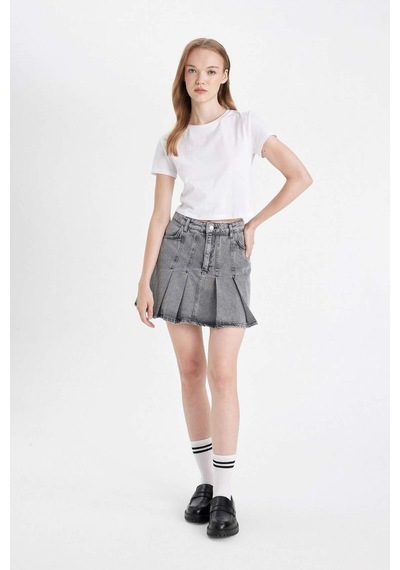 Defacto Fashion Fit Pileli Cepli Mini Jean Etek D5198AX24AUNM40 Siyah