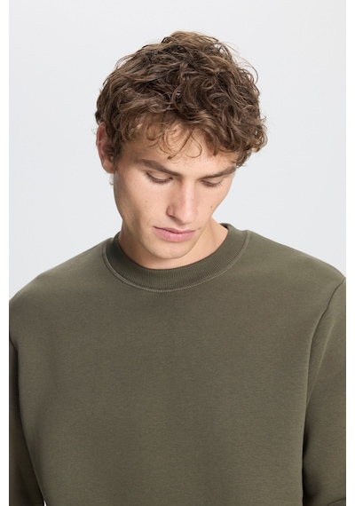 AC&Co / Altınyıldız Classics Erkek Hakı Standart Fit Normal Kesim İçi Polarlı Bisiklet Yaka Sweatshirt Haki