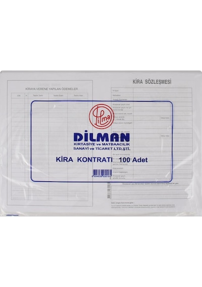 Kira Kontratı 100 Lü Paket  Matbu Kira Sözleşmesi