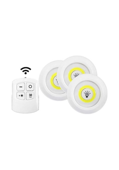 Uzaktan Kumandalı 3'lü Led Lamba Seti 9 Cm Beyaz Işık Çok Renkli