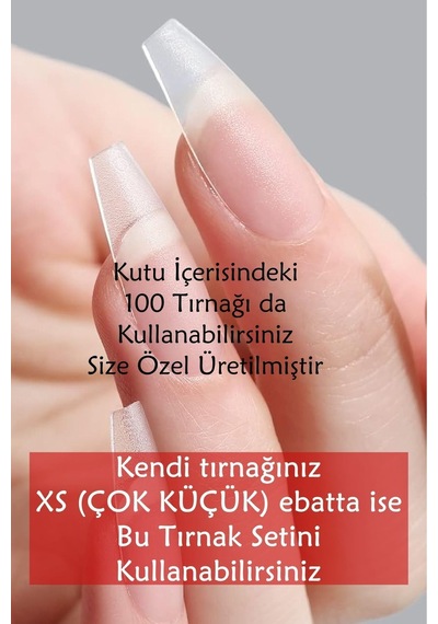 100 Adet Xsmall Küt Orta Uzunlukta Jel Protez Tırnak Tips Xsmall