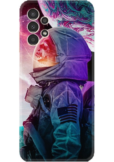 Samsung Uyumlu Galaxy A14 Kılıf Resimli Desenli Silikon Platinium Series İskelet Astronot 1892
