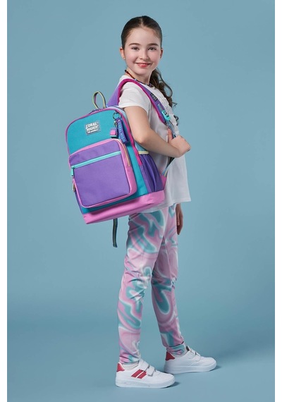 Coral High Dört Bölmeli Pembe Pastel Renkli İlkokul Sırt Çantası - Kız Çocuk