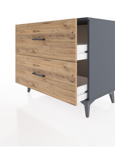 Hyperion Şifonyer 2 Çekmeceli 88x44x80 Antrasit-çam Antrasit