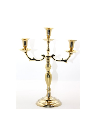 3 Adet Pirinç Şamdan Seti 3'lü Dekoratif Mumluk, Masa Ortası Aksesuarı, Brass Candle Holder Diğer