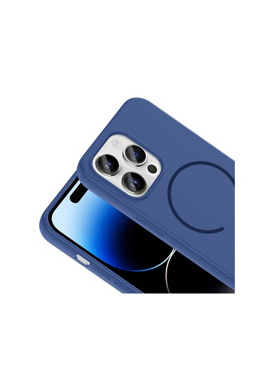 Apple iPhone Uyumlu 14 Pro Max Kılıf Magsafe Destekli Kamera Korumalı Yumuşak Silikon Pazarplus Lacivert