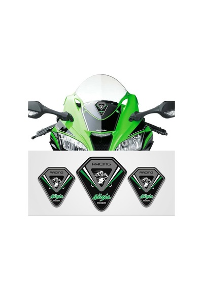 Kawasaki NİNJA Üçlü 3D sticker Siyah Yeşil ninja