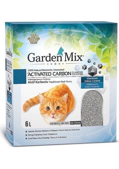 Garden Mix Aktif Karbonlu Kokusuz Topaklaşan Bentonit Kedi Kumu 6 L
