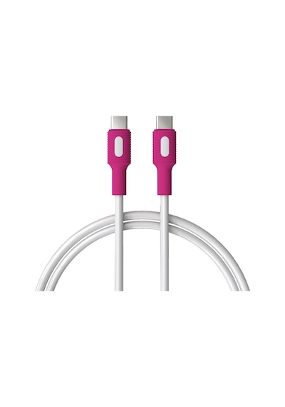 Type C-c Power Delivery Hızlı Şarj Kablosu, Beyaz Kablo, Beyaz/fuşya Uçlar 150 Cm