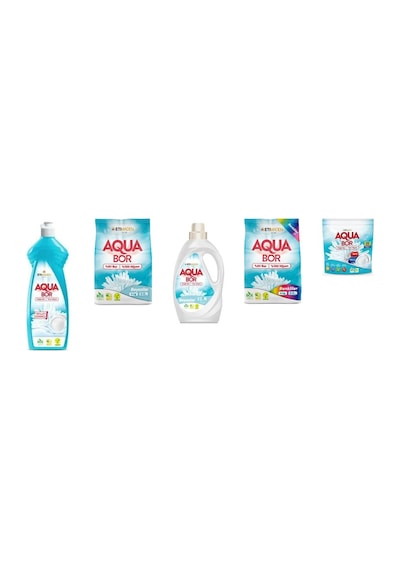 Aquabor Doğal Mineralli Elde Bulaşık + 4 Kg Beyaz + Sıvı Beyaz + 4 Kg Renkliler + Tablet 5 Li Set