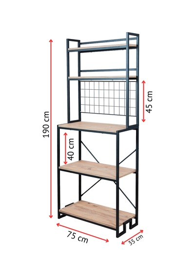 Uykula 5 Raflı Metal Mutfak Rafı Ve Çok Amaçlı Düzenleyici - Modern Kahve Köşesi & Mikrodalga Standı 190 Cm Diğer