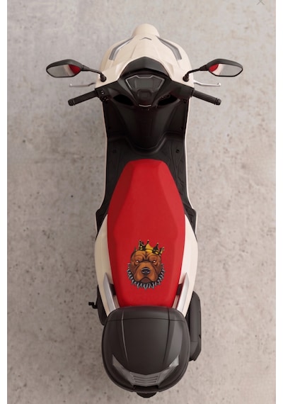 Kırmızı Köpek Desenli Motosiklet Sele Kılıfı