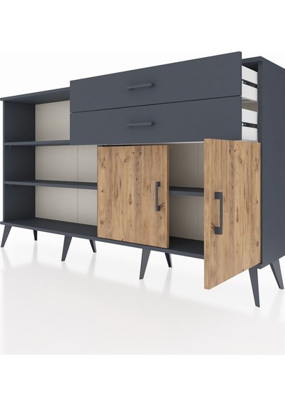 Arges Konsol 3 Raflı 2 Çekmeceli 2 Kapaklı 176x30x99 Antrasit-çam Antrasit-çam/antrasit Arges Konsol 3 Raflı 2 Çekmeceli 2 Kapaklı 176x30x99 Antrasit-çam Antrasit-çam/antrasit