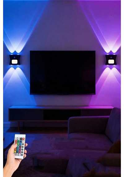 Duvar Dekorasyon Lambası Aplik Hareket Sensörlü 16 Renk Seçenekli Rgb Şarjlı Atmosfer Aydınlatma Beyaz