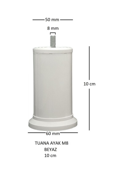 Tuana Ayak 10 cm M8 Cıvatalı Beyaz