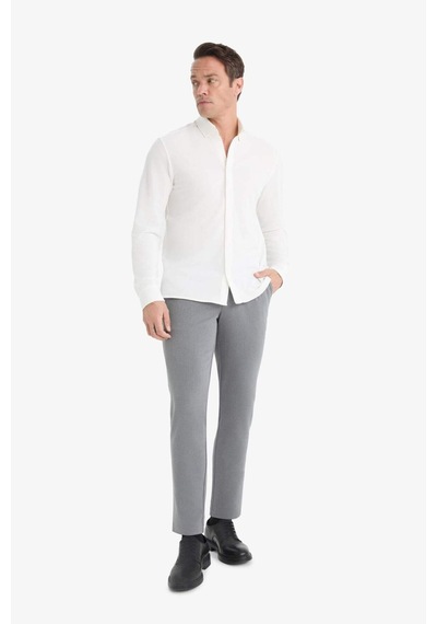 Defacto Tailored Fit Düz Paça Her Yöne Esneyen Yumuşak Tuşe Cepli Pantolon C7508AX25AU Gri