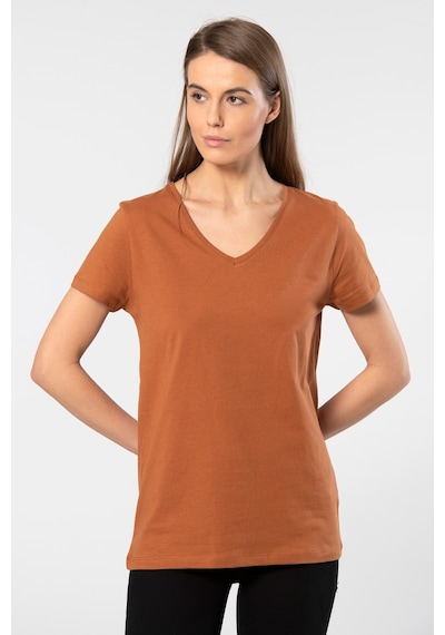 Wtshirt Venice Kısa Kollu V Yaka Kadın T-shirt Tarçın 001