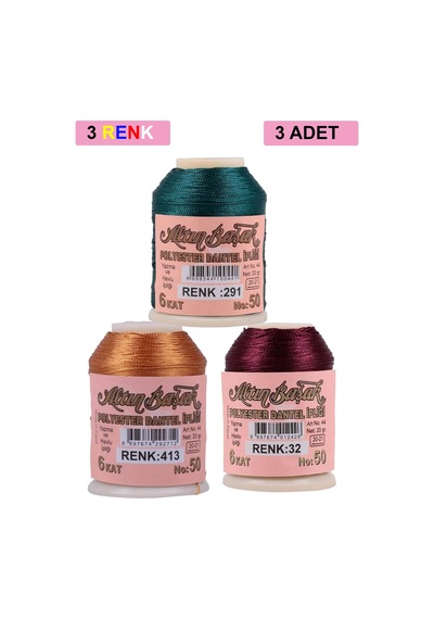 3 Adet Altınbaşak Oya Ve Dantel İpi 20 Gr - Royaleks - No: 413 -