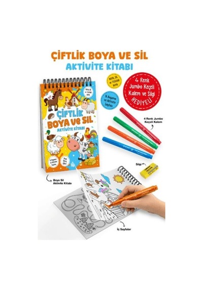Çiftlik - Boya Ve Sil Aktivite Kitabı / 3 Yaş + - Dppq-753206