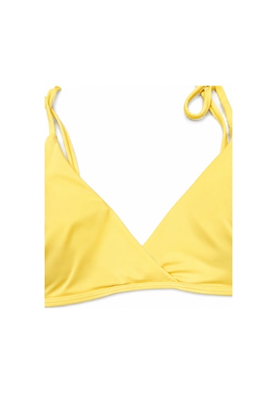 Büyük Beden Geniş Üçgen İpli Boyundan Bağlamalı Kruvaze Kadın Bikini Takım Sarı