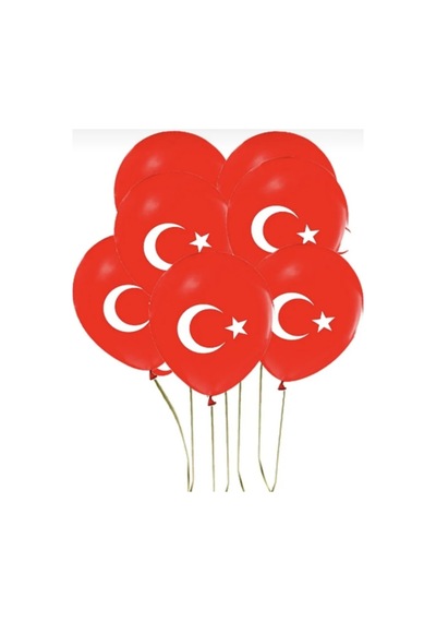 Türk Bayrak Lı Balon 20 Adet Gemar Marka 10" 26cm 045 Kırmızı