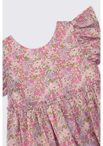 Panço Liberty Kumaş Kız Bebek Pembe Elbise
