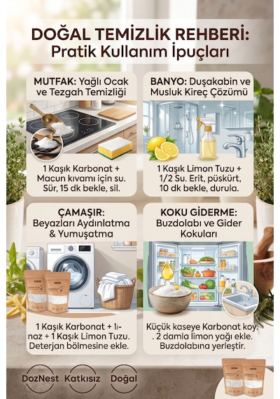 Doznest Doğal Temizlik Seti: Karbonat 1 Kg Ve Limon Tuzu 1 Kg