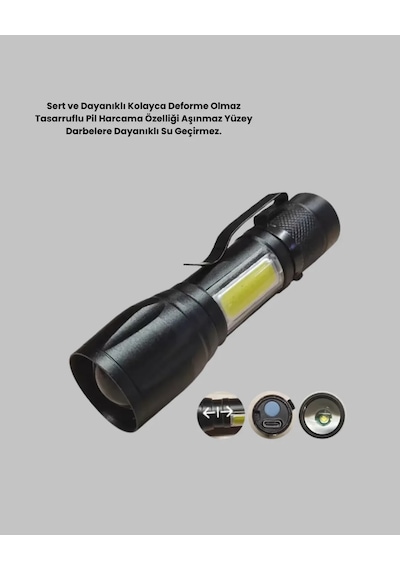 Profesyonel 4 Modlu Şarjlı El Feneri 1300 Mah Batarya Cree Led Teknolojisi Diğer