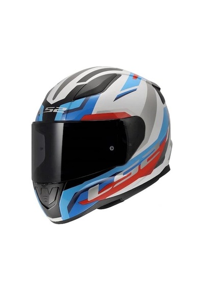 Ls2 Rapıd 2 Hyper Beyaz-mavi-kırmızı Kapalı Kask Siyah+şeffaf Camlı