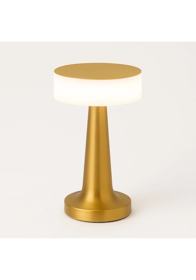 Gold Silindir Şarjlı Masa Lambası Modern Dekoratif Led Kablosuz Metal Abajur Modeli Altın