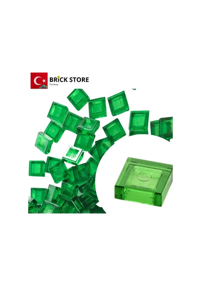 Yedek Parçalar, 100 Adet 1x1 Tile Düz Fayans Parçası, Şeffaf Yeşil Rengi, 3070