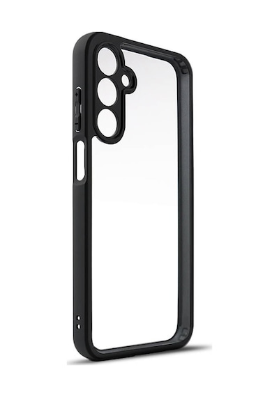 More Tr Samsung Uyumlu Galaxy A15 Kılıf Kamera Korumalı Şeffaf Arka Yüzey Mtr New Roll Kapak - Siyah