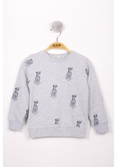 Toontoy Kids Toontoy Erkek Çocuk Köpek Baskılı Sweatshirt Gri Melanj