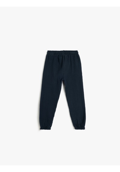Koton Pamuklu Beli Bağlamalı Cep Detaylı Basic Müslin Jogger Pantolon Lacivert 5smb40037tw Lacivert