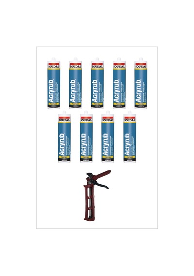 Soudal Silikonize Akrilik Mastik Beyaz 500gr 9adet+1 Adet Tabanca