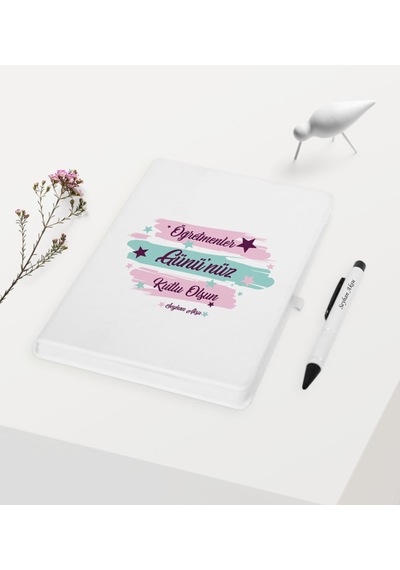 Kişiye Özel Öğretmenler Gününüz Kutlu Olsun Temalı Beyaz Defter K N11.751