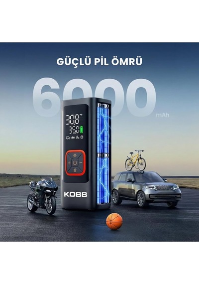 Tr Kb426 Şarjlı Dijital Lastik Şişirme Pompası, 12v, 150 Psı, 2000mah Li-ion, Powerbank, Led Lamba, 16x6.6x5 Cm Diğer