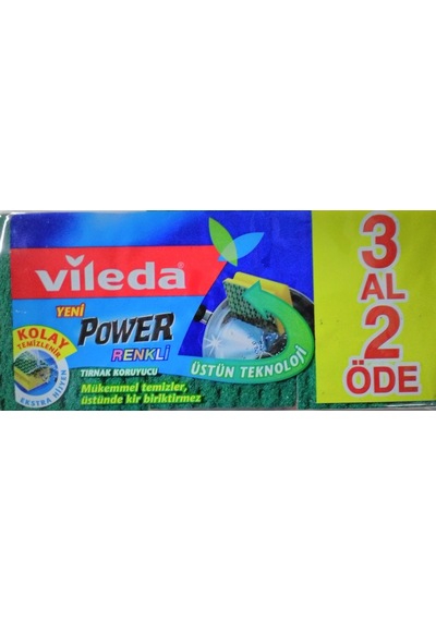 Vileda Power Oluklu Bulaşık Süngeri 3 Adet Çok Renkli