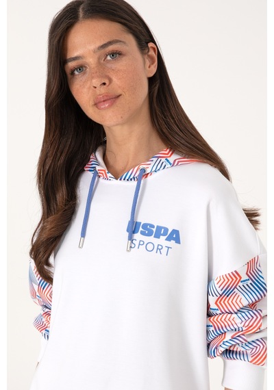 U.S. Polo Assn. Kadın Beyaz Modal Karışımlı Kapüşonlu Sweatshırt 50300694-VR013