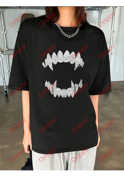 Flood Of Style Unisex Teeth Tshirt Siyah
