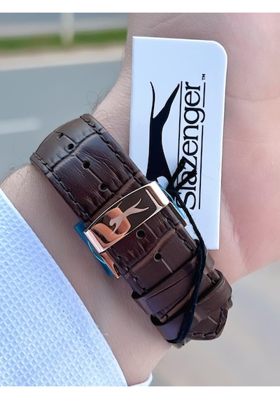 Slazenger Otomatik Erkek Deri Kordon Bileklik Hediyeli 2 Yıl Garantili Suya Dayanıklı Kol Saati Vs.blkt.0786 Gri