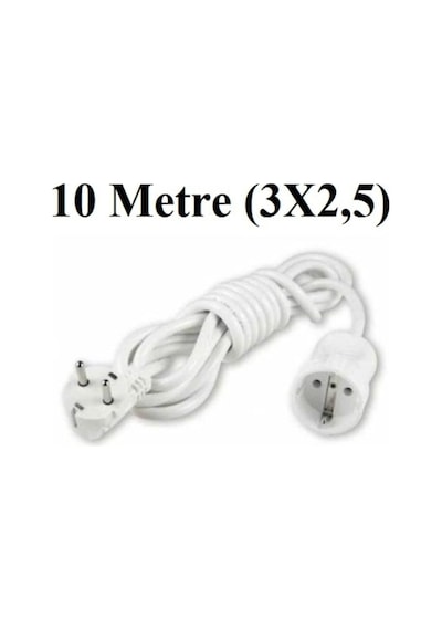 Topraklı Uzatma Seyyar Kablosu 10 Metre Tekli Priz 3x2,5 Mm Seyyar Uzatma Kablosu