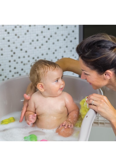 Okbaby Bebek Banyo Seti Onda Dijital Termometreli Çift Yönlü Bebek Küveti A. Gri & Bebek Küvet Taşıyıcı