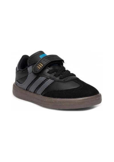 Çocuk Günlük Cırtlı Lastikli Sneaker Spor Ayakkabı Okul Ayakkabısı Siyah-füme