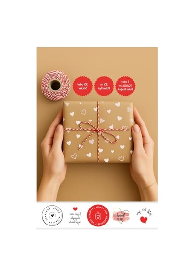 5 Adet Kalpli Paket Kağıdı Ve 35 Adet Sticker İçeren Ambalaj Seti 124-Pembe